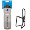 M-Wave grey translucent 750ml water bottle + optional holder