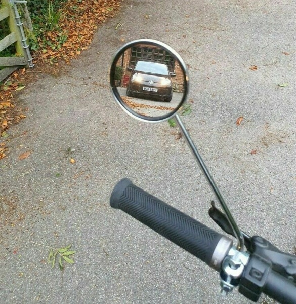 Small chrome handlebar mirror